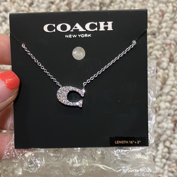 Coach Pave Signature C Necklace, Women's 91433 silver - Picture 1 of 11